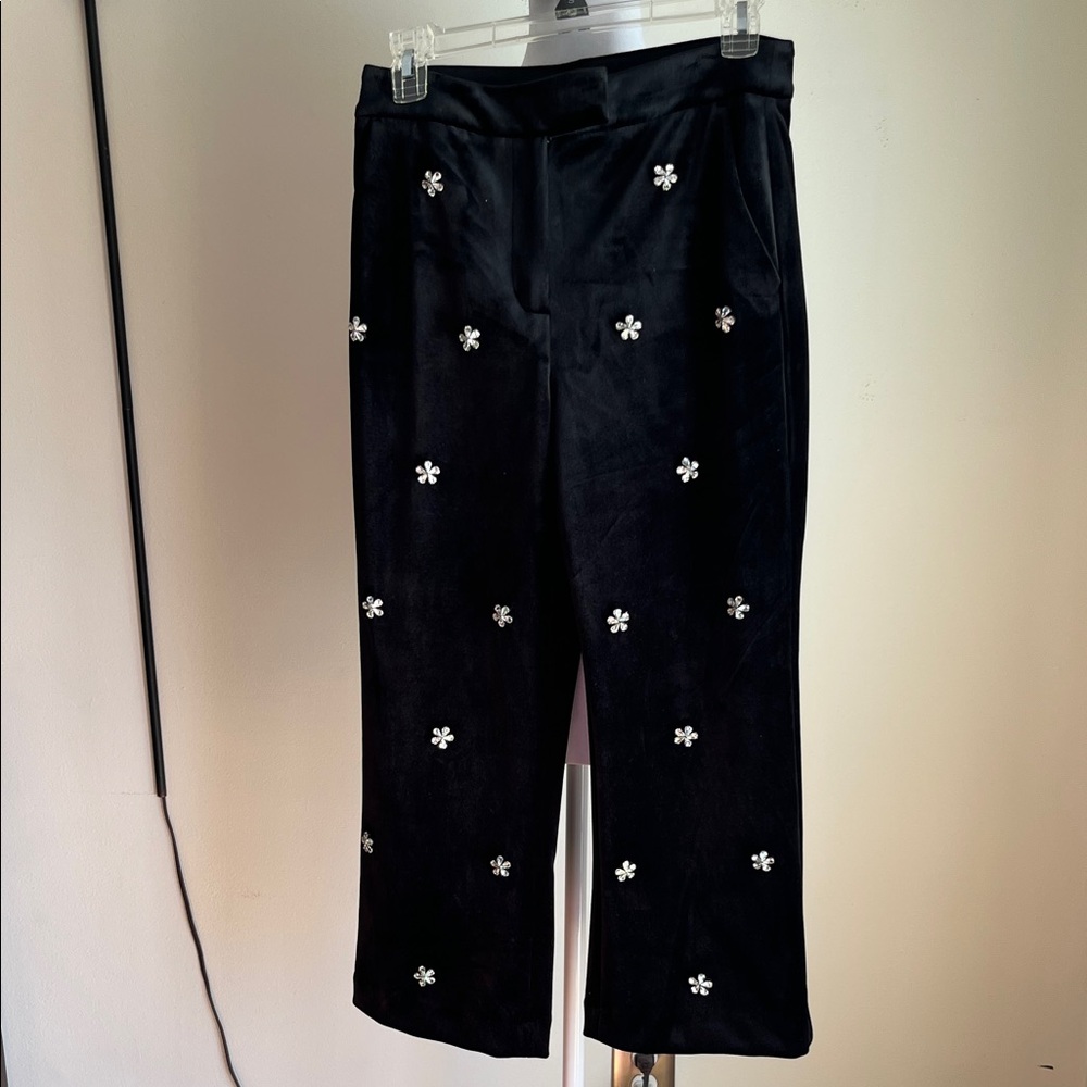 Express Black Embellished Wide-Leg Pants